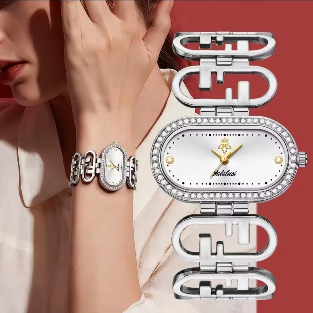 Silver Watch with Gold Details